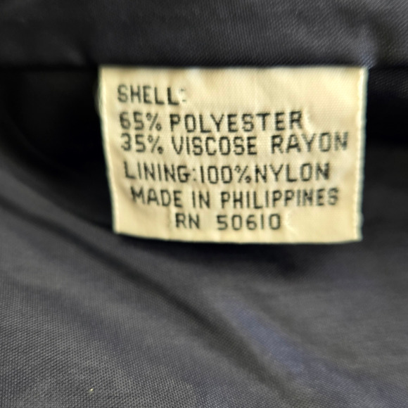 80s Vintage Navy Double Breasted Military Gold Button Wrap Blazer Dress Size 10 - Picture 11 of 16